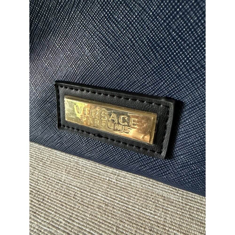 Versace Parfums Blue & Black Toiletry Bag Empty Travel Cosmetic Case - Picture 2 of 16
